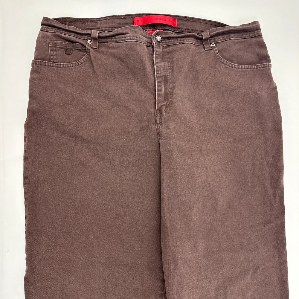 Gloria Vanderbilt Amanda Jeans Womens 18W Brown Tapered High Rise Stretch Denim - Picture 2 of 5